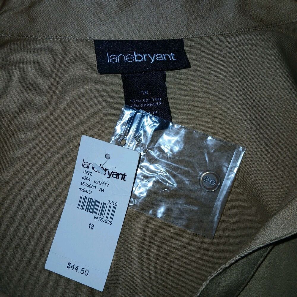 NWT LANE BRYANT Womens 18 Career Office Crisp Button Stretch Gold Top Blouse - Picture 8 of 9
